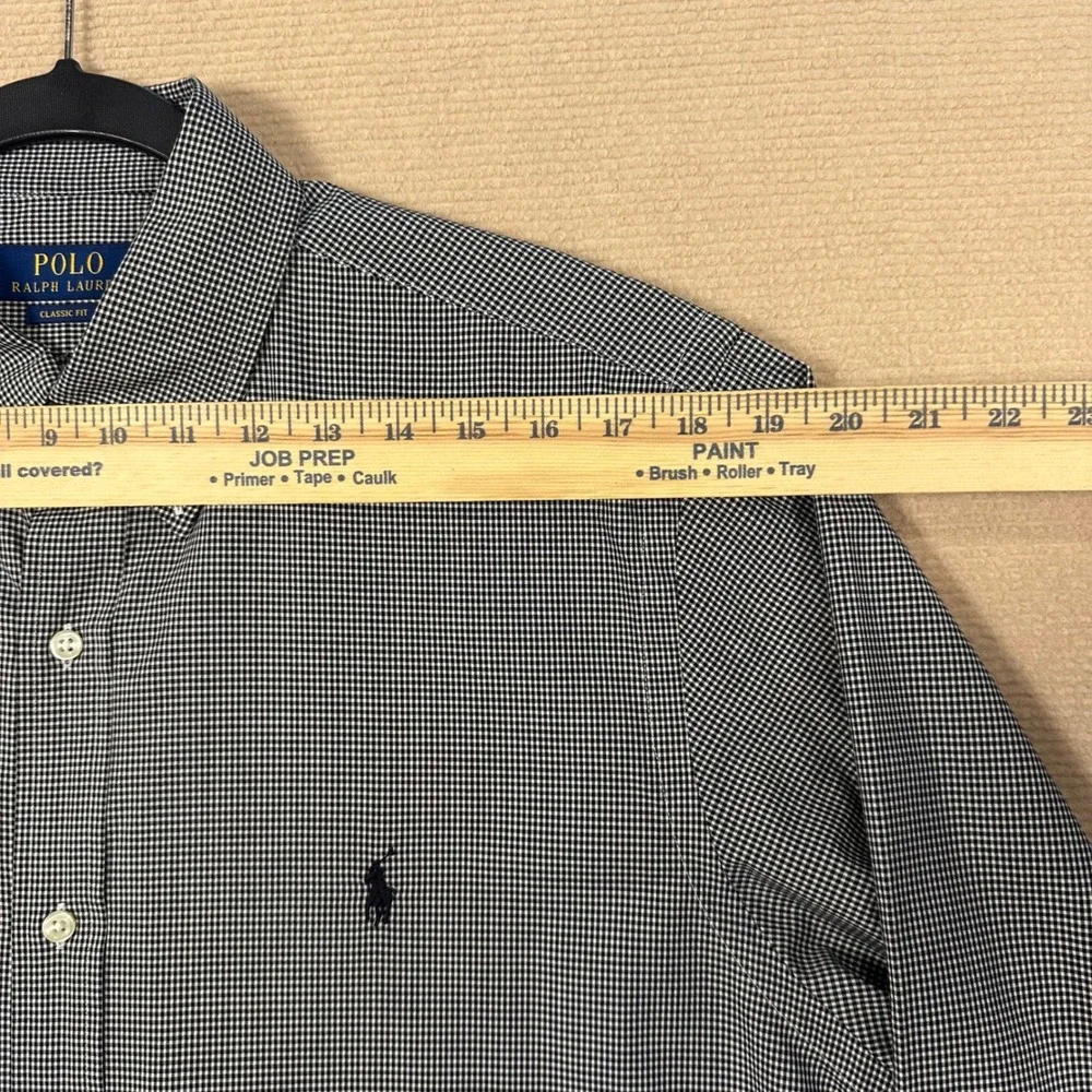 Polo Ralph Lauren Dress Shirt Men 16.5 L Classic Fit Black Gingham Long Sleeve
